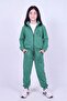 Girl's Sr Printed Stand Collar Double Pocket Zippered Tracksuit Set - 2