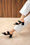 Ba04610 Women's Black Two Classic Buckle Daily 6 cm Heeled Slippers - 2