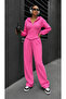 Women's Sporty Stylish Zippered Three-Thread Non-Printed Fabric Top and Bottom Tracksuit Set 0057 - 2