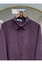 Pakize Shirt Collar Slit Long Tunic-Ek1006 Plum - 3