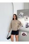 Women's Crew Neck Knitwear Sweater with Side Button Detail, Oversize Relaxed Fit - 3