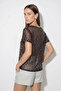 Women's Sequin Detailed Mesh Bitter Brown Blouse - 4