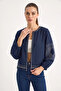 Women's Embroidery Detailed Summer Muslin Navy Blue Jacket - 5