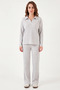 Women's Polo Neck Knitwear Gray Top and Bottom Set - 7