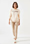 Women's Colorful Heart Printed Beige Sweatshirt - 3
