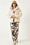 Women's Hooded Cream Coat - 6