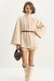 Women's Boucle Fabric Araboy Belted Cashmere Poncho Beige - 5