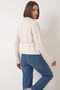 Women's Collar and Sleeve Tassel Knitwear Ecru Cardigan - 6