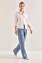 Women's Laser Cut Ice Blue Pants - 3