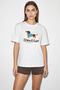 Women's Crew Neck Embroidery Bead Embellished Oversize t Shirt White