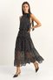 Women's Polka Dot Halter Neck Lined Black Dress - 6