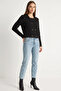 Women's Polo Collar Buttoned Soft Black Cardigan - 2