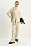Women's Soft Textured Comfortable Cut Knitwear Cream Set - 2