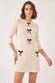 Women's Bow Detailed Knitwear Ecru Dress - 4