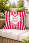 Home Sweet Home Red Striped Decorative Throw Pillow Cover Retro 43X43 cm - 2
