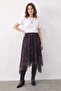 Women's Ethnic Patterned Asymmetrical Cut Lined Anthracite Skirt - 2