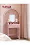 Modern Jelly Pink Dressing Table with Large Mirror, 2 Drawers & 3 Compartments, Cosmetic Table Jelly Pink - 2