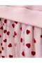 Girl's Bow Detailed Heart Patterned Pink Tulle Dress and Buckle Set - 6