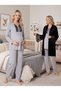 New Season Black Velvet Winter Special Design Long Sleeve Maternity Pajama Set with Easy Breastfeeding Feature - 7