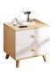 Modern Wooden Bedside Table With 2 Drawers Storage Cabinet Nightstand Natural Wood & White 40x35x50cm - 3