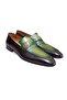 Green Color Laceless Genuine Leather Men's Shoes