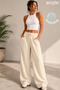 Women's Natural Linen Oversize Loosefit Comfortable Pants 100% Linen - 2