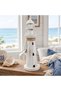 Nautical Wooden Lighthouse Decor, White Coastal Home Decor with Natural Jute Rope & Mini Life Ring, Rustic Beach House Lighthouse Figurine for Tabletop, Shelf, Living Room, Bedroom, Office & Bathroom - 8