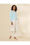 Women Blue Floral Button Detail Knit Cardigan - 5