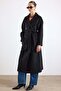 Oversize Low Sleeve Double Breasted Coat Black 3173 - 3