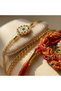 Traditional Floral Bracelet Rakhi for Men with Multicolour Stones, Puja Plate, Roli and Chawal – 1 Rakhi Set - 2