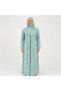 Practical Prayer Dress - Mint Green Floral Patterned Zippered One-Piece Hijab Prayer Dress