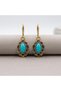 Vintage Bronze Turquoise Stone Dangle Earrings for Women - Authentic Special Design Jewelry - 4