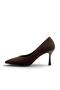 Center-Stitched Thin Heeled Shoes Stiletto Light Brown Satin 9 cm - 7