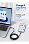 100W USB-C to USB-C Fast Charging Cable, 1.2M, Transparent Blue, LED Light - 7