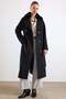 Oversize Detachable Fur Low Sleeve Coat Black 3178