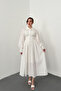 Ecru Brode Belted Scallop Dress