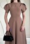 Beige Dress with Ribbon Detail on the Back - 2