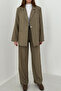 Khaki Striped Jacket and Pants Set - 3