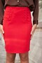 Women's Stretch Fabric High Waist Split Front Buttoned Above Knee Pencil Skirt-Red - 2