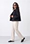 Basic Buttoned Double-Breasted Collar Black Trench Coat - 5