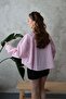 Pink Stripe Garnished Oversized Shirt - 5