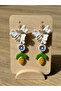 Limonchelli Handmade Polymer Clay Lemon Earrings |   Floral Blue and White Design Women's Earrings - 3