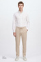 Men's Beige 360 All-Direction Stretch Slim Fit Diagonal Patterned Flexible Casual Trousers with Side Pockets - 2