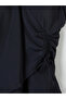 Black V-Neck Plain Gathered Women's Swimsuit - 3