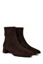 Women's Brown Zippered Short Thick Heeled Suede Leather Boots Af160003Ds - 3