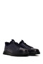 Men's Navy Blue Lace-Up Leather Sneaker Wm720006Df - 2