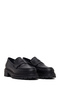Women's Black Thick Soled Leather Masculine Loafer Af190053Dv - 2