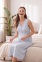 Alina Sabahlıklı Lace Detailed Zero-Sleeve Maternity and Postpartum Nightgown Set Suitable for Breastfeeding - 5