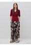 Women's Black 100% Viscose Wide Leg Pleated Trousers with Pockets - 3