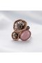 Bronze Women's Ring Authentic Copper Jewelry Milky Pink Crystal Stone Poppy Adjustable Vintage - 5